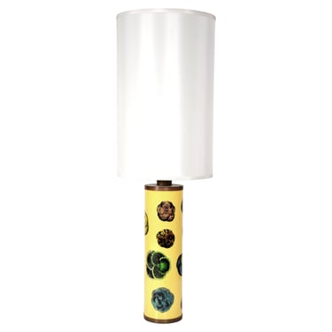 Piero Fornasetti Table Lamp, Violet Flower, Yellow, Blue and Green 