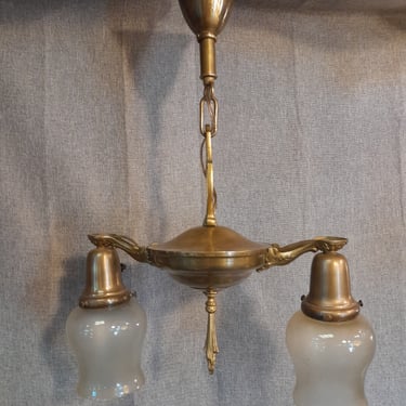 Brass Reproduction Two Arm Chandelier