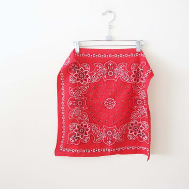 Vintage Red Fast Color Elephant Trunk Up Made in USA Cotton Bandana Kerchief - Workwear Western 