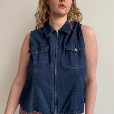 Vintage - Denim Zip Up Vest (XL)