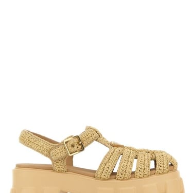 Prada Women Raffia Monolith Sandals