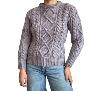 Vintage Edinburg Woolen Mills Scottish Lavender Donegal Tweed Fisherman Sweater 