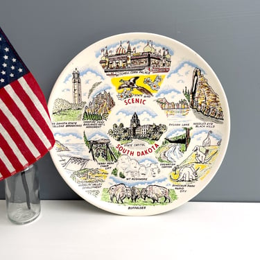 Scenic South Dakota souvenir state plate - 1960s vintage 