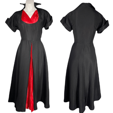 1940's Black and Red Evening Dress Size M