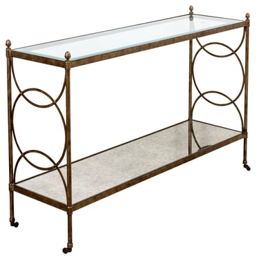 Gilt Metal Console Table on Casters