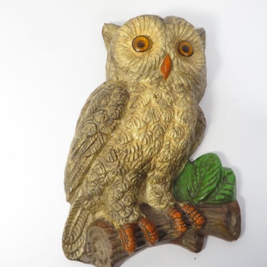 Vintage Plastic Foam Owls Wall Plaques - Set of 2 Vintage Wall Owls 