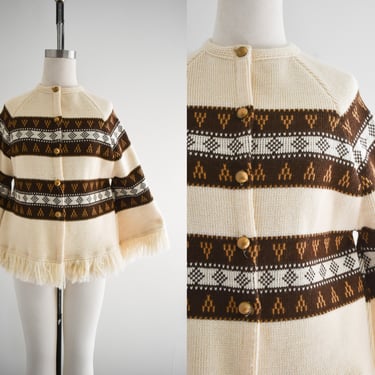 1970s Fringed Cardigan Sweater 