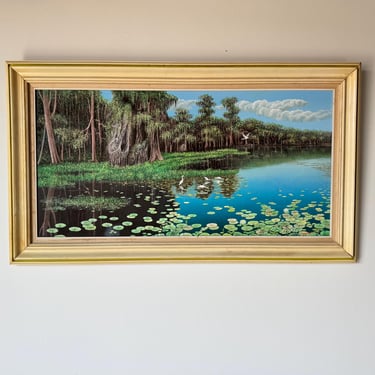 1970's Vintage Saarinen Tropical Impressionist Oil Painting on Canvas – Framed 