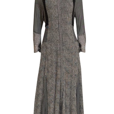 Reiss - Black & White Multi-Print Maxi Dress Sz 4
