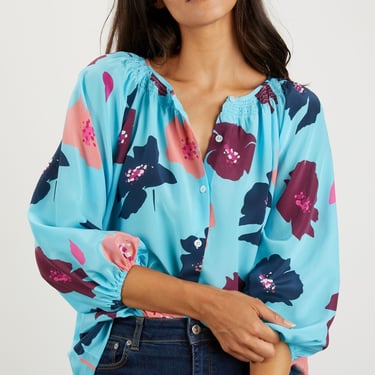 The Classic Blouse | Light Blue Poppies