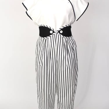 1980s Jeanne Marc Striped Pant Set