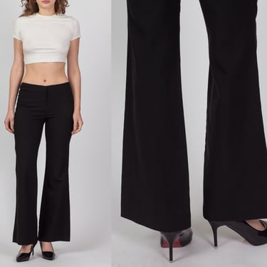 Vintage Black Mid Rise Flares - Small | Y2K Kick Flare Bell Bottom Pants 