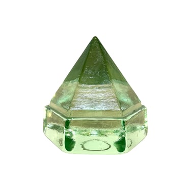 Faceted Glass Pyramid Paperweight