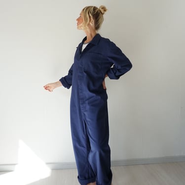 Vintage Deep Indigo Cotton Coverall | Utility Coveralls  | Jump Suit Jumpsuit | Cotton Navy Mechanic | Boilersuit Boiler Suit 