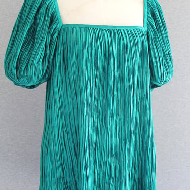 1970-80s - PIERRE LABICHE - Designer - Emerald Green - Top - Tunic - Marked size 14 - Estimated size 12 