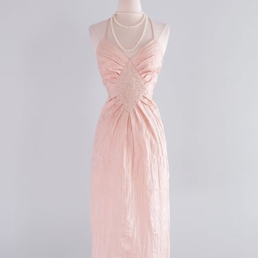 Vintage 1980's Soft Pink Pleated Party Dress by B.B. Collections  / S