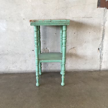 Early 1900s Rustic Painted Wood Accent Table