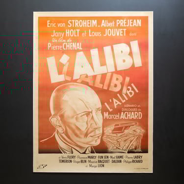 L'ablibi French Movie Poster, Linen Backed, 1937