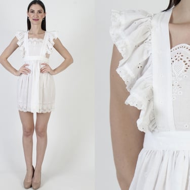 All White Pinafore Dress / Plain Apron With Patch | American Archive - San  Diego, CA | ATTIC