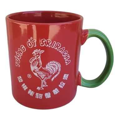 I Put Sriracha on my Sriracha - 20oz. Large Coffee Mug Red/Green Rooster M11 