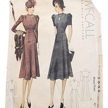 Vintage 30s Sewing Pattern Original: Dress McCall's 3023 