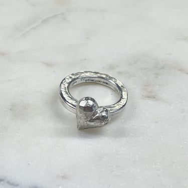 Sonja Fries |  Sterling Silver Heart Ring with Diamonds