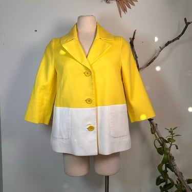 Kate Spade New York Two-Tone Yellow and White Jacket with Buttons and Pockets | Vintage Jackets | Denim Jackets | Gifts For Her | 70s Jacket 
