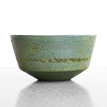 Vintage Ceramic Green and Blue Glazed Bowl by Marcello Fantoni for Raymor 