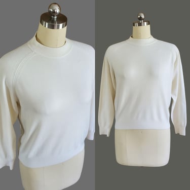 1990s Mock Neck Sweater with Zipper in Back - Vintage Sweater - 90s Sweater - Women's Vintage Size Petite Large 