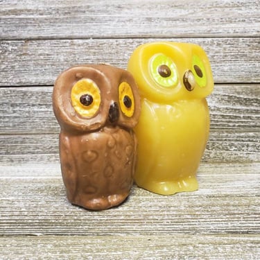 Vintage Owl Wax Candles, 1970s 1980s Woodland Big Eye Birds, Novelty Halloween Candle Decorations, Party Decor, Retro Vintage Holiday 