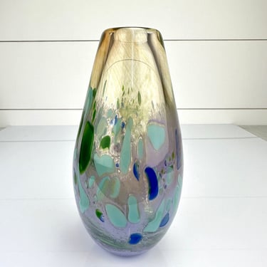 Artisan Michelle Kaptur Studio Modern Art Glass Vase Hand Blown MCM 7