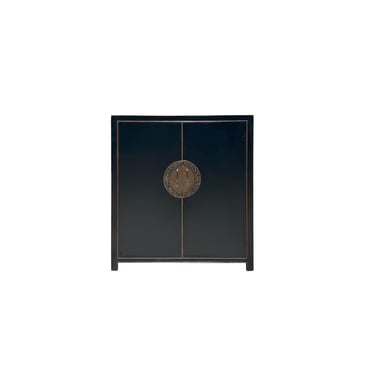 Black Lacquer Zodiac Moon Face Hardware Credenza Storage Cabinet ws4059E 