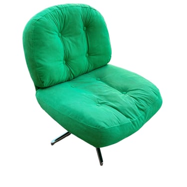 Green Corduroy Low Profile Swivel Chair