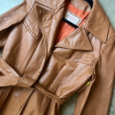 VTG 70s Brown Leather Trench 