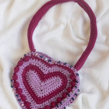 Flower Boy Ted - Purple Heart Crochet Purse