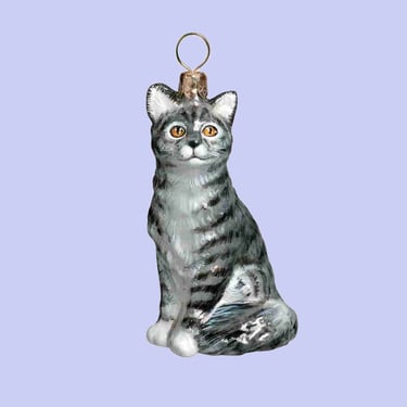 American Shorthair Gray Cat Ornament
