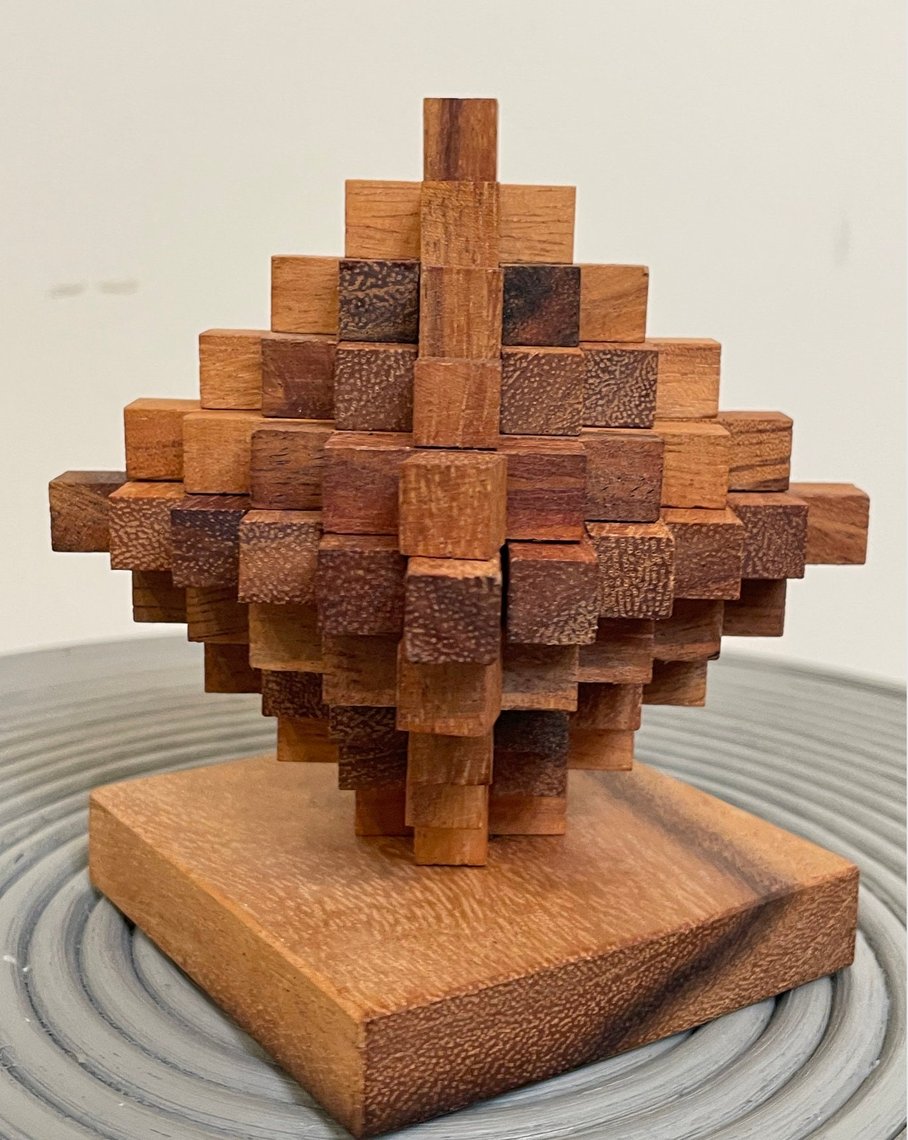 Japanese Crystal vintage wooden puzzle | decorative brain