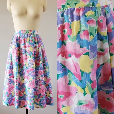 80s Does 50s Appleseed s Skirt 80 s Floral Skirt 80s Women s Hey Sailor Nice Vintage Atlanta GA