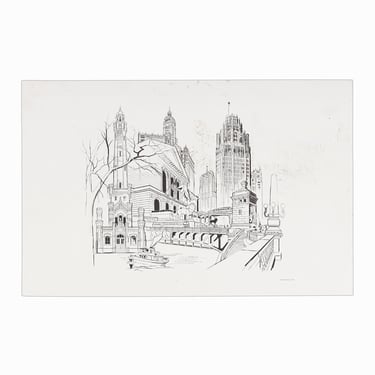 1982 George Becker Chicago Print Landmarks Chicago Water Tower Architecture 