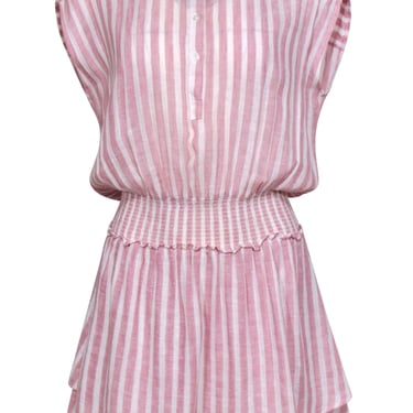 Rails - Pink &amp; White Striped Linen Blend Fit &amp; Flare Dress Sz S