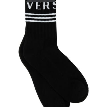 Versace Men Black Stretch Cotton Blend Socks