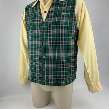 Vintage Tartan Vest - CAPE BRETON TARTAN - All Wool - Cool Metal Buttons - Men's Size Large 