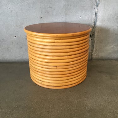 Vintage Round Bamboo Side Table