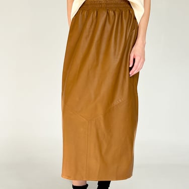 Camel Soft Leather Skirt (L)