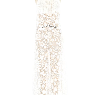 White Floral Crochet Lace Ruffle Jumpsuit