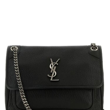 Saint Laurent Woman Black Leather Medium Niki Shoulder Bag