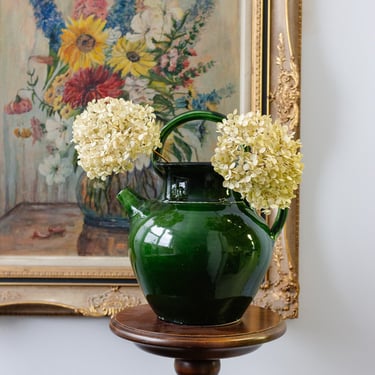 vintage french green glazed water vessel