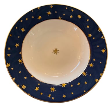 Vintage 90s Set of 4 Galaxy Ceramic Bowls Cobalt Blue With 14K Golden Stars by Sakura 