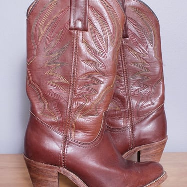 Vintage | 1980's | Brown | Leather | FRYE | Cowboy | Western | Boots | 6 