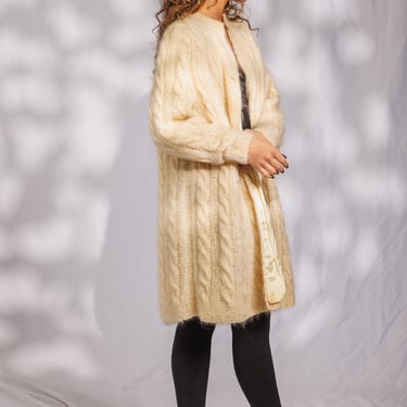 Cream Knit Mohair Dream/Sweater Coat/60s/70s/MohairCoat 
